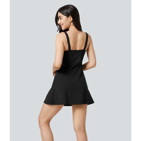 Halara Softlyzero Plush Flare Active Dress Easy Peezy Casual Comfort Black L - Picture 4 of 7